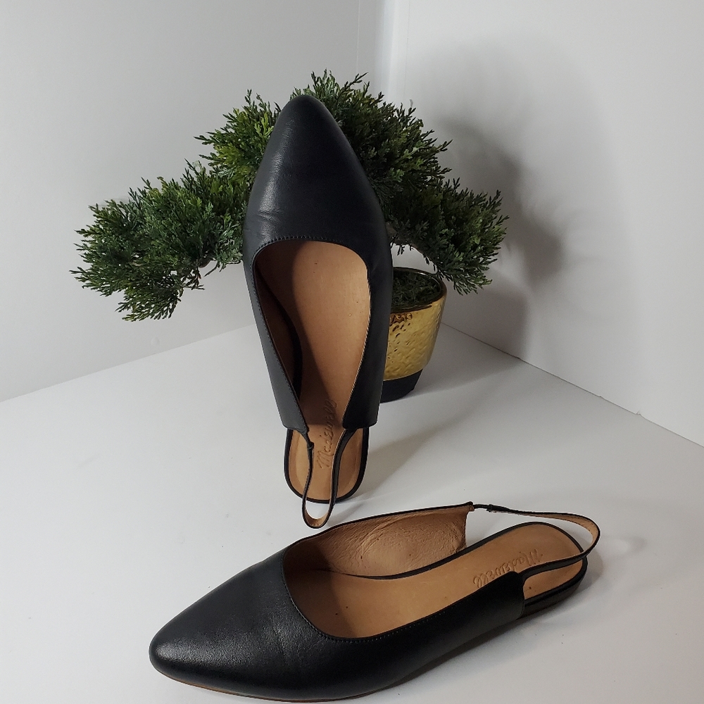 Madewell the Margot Black Slingback Flat in Leather